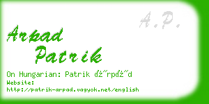 arpad patrik business card